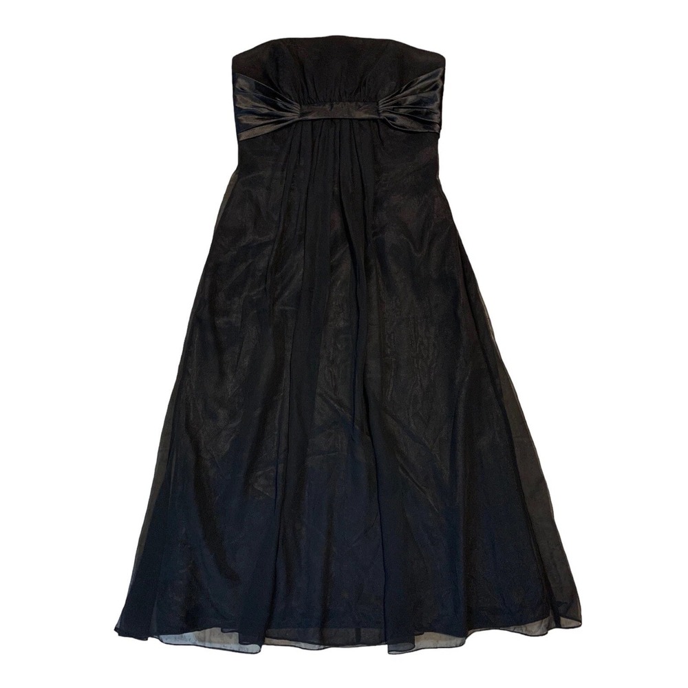 Belsoie Black Strapless Formal Dress‎ 10 Satin Chiffon Empire Waist Bridesmaids